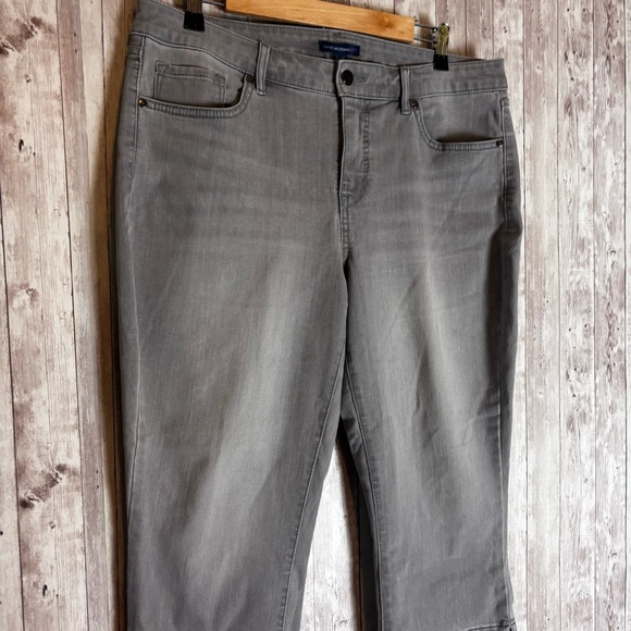 Isaac Mizrahi Live! Gray True Denim Crop Jeans with Cuff Detail - Picture 2 of 8